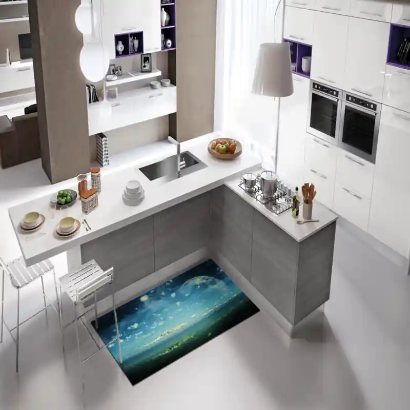 Tappeto Passatoia Salotto Cucina Bagno Lavabile Spazio Pianeti Riflesso Luna Cielo - SPA0026