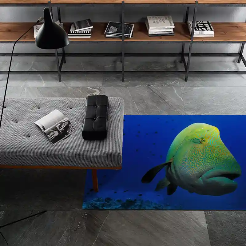 Tappeto Passatoia Salotto Cucina Bagno Lavabile Pesce Tropicale Colorato Verde - PESC0016