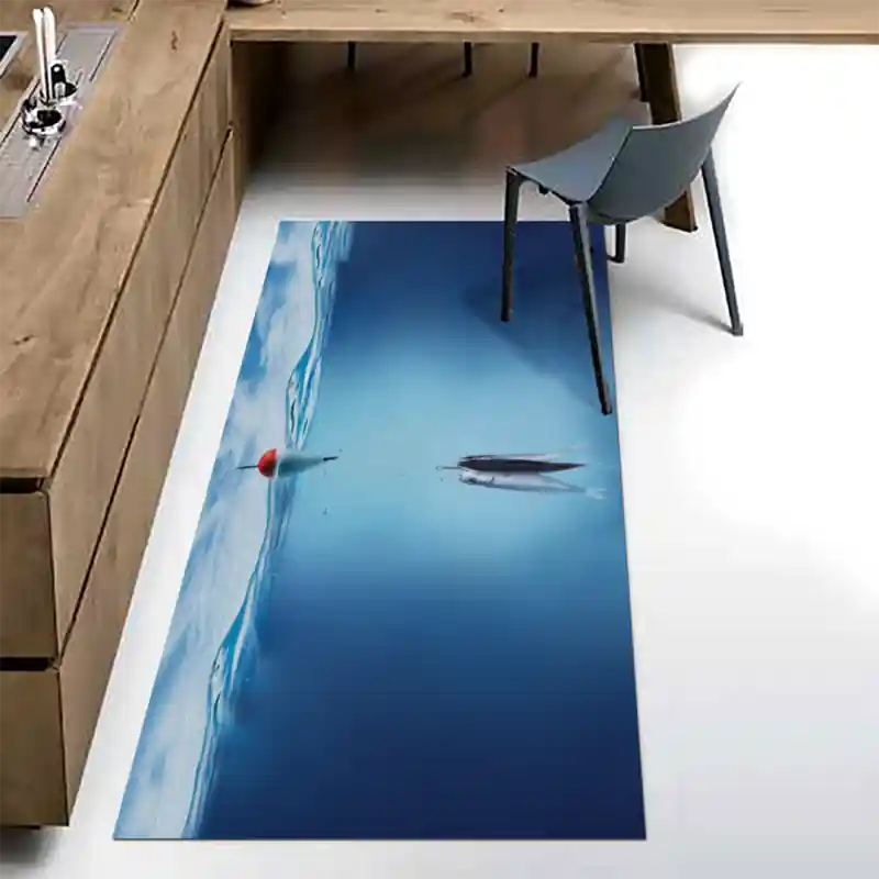 Tappeto Passatoia Salotto Cucina Bagno Lavabile Pesci Esche Pesca Amo - PESC0015