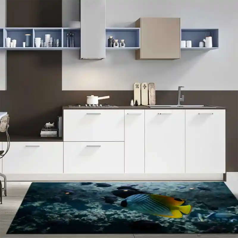 Tappeto Passatoia Salotto Cucina Bagno Lavabile Pesci Tropicali Coralli - PESC0013