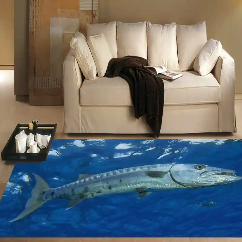 Tappeto Passatoia Salotto Cucina Bagno Lavabile Pesci Mare Barracuda - PESC0008