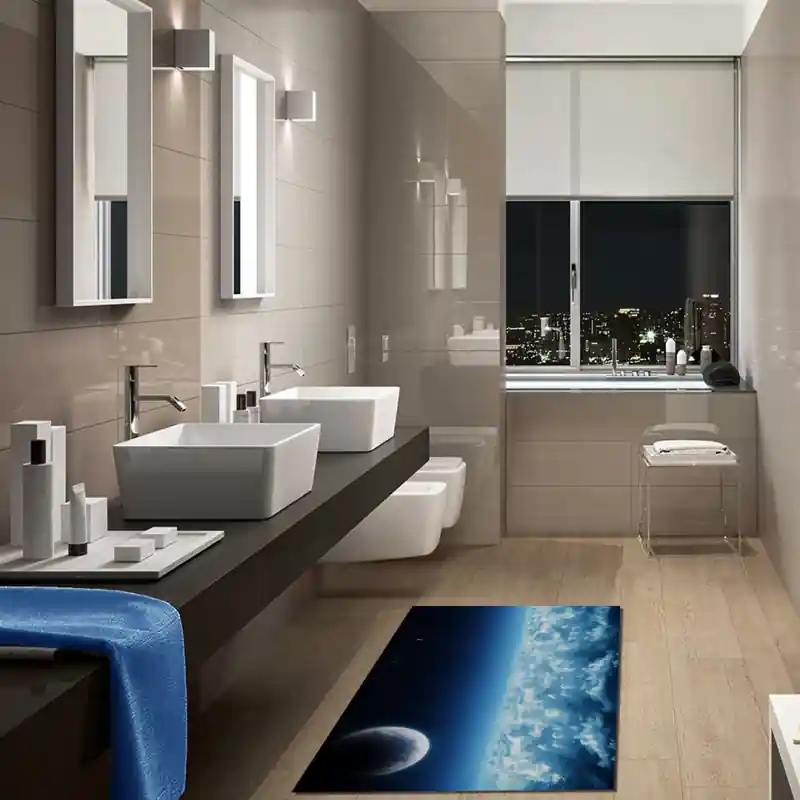 Tappeto Passatoia Salotto Cucina Bagno Lavabile Spazio Pianeti Luna Nuvole Cielo - SPA0007