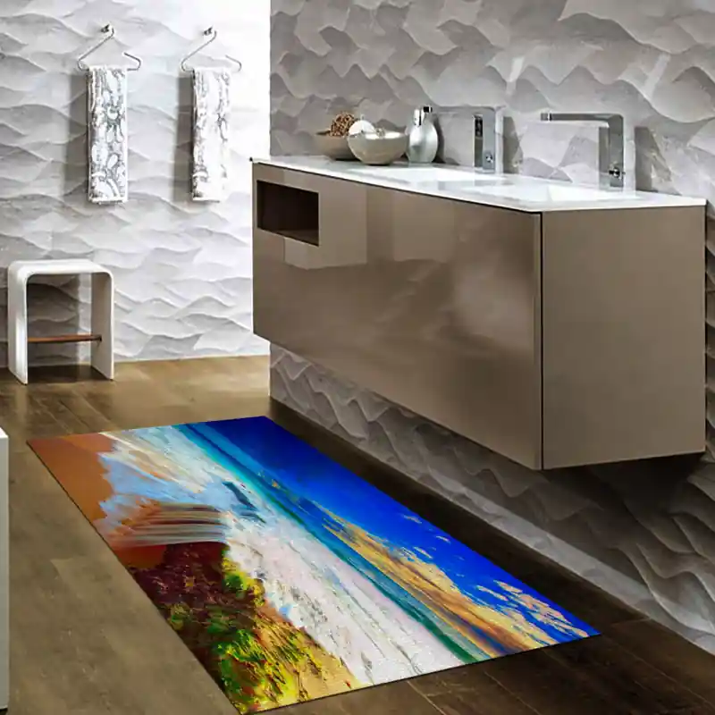 Tappeto Passatoia Salotto Cucina Bagno Lavabile Mare Cascata Spiaggia Sole - SOMA0059