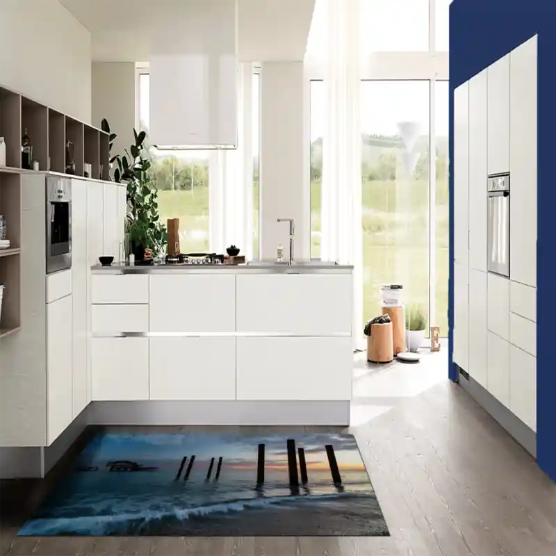 Tappeto Passatoia Salotto Cucina Bagno Lavabile Mare Tramonto Struttura Pilastri Riva Onda SOMA0055