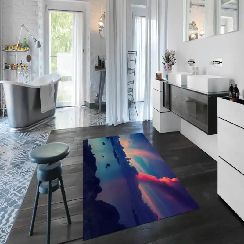 Tappeto Passatoia Salotto Cucina Bagno Lavabile Mare Tramonto Gioco Luci Colori Pace - SOMA0051