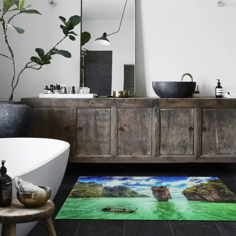 Tappeto Passatoia Salotto Cucina Bagno Lavabile Mare Scogli Thailandia Asia Barca Tipica - SOMA0050
