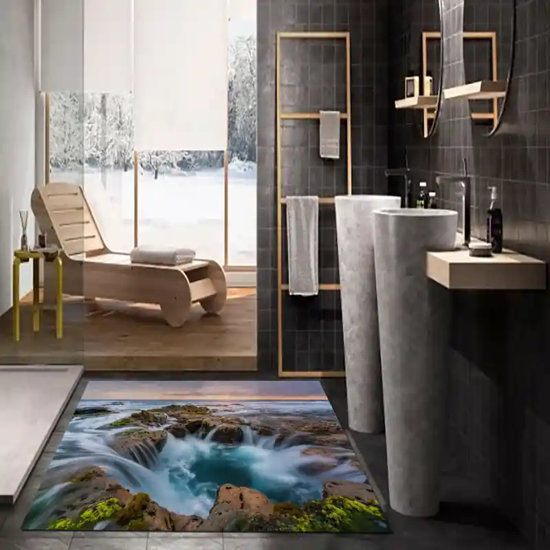 Tappeto Passatoia Salotto Cucina Bagno Lavabile Mare Cascata Scogli Natura - SOMA0044
