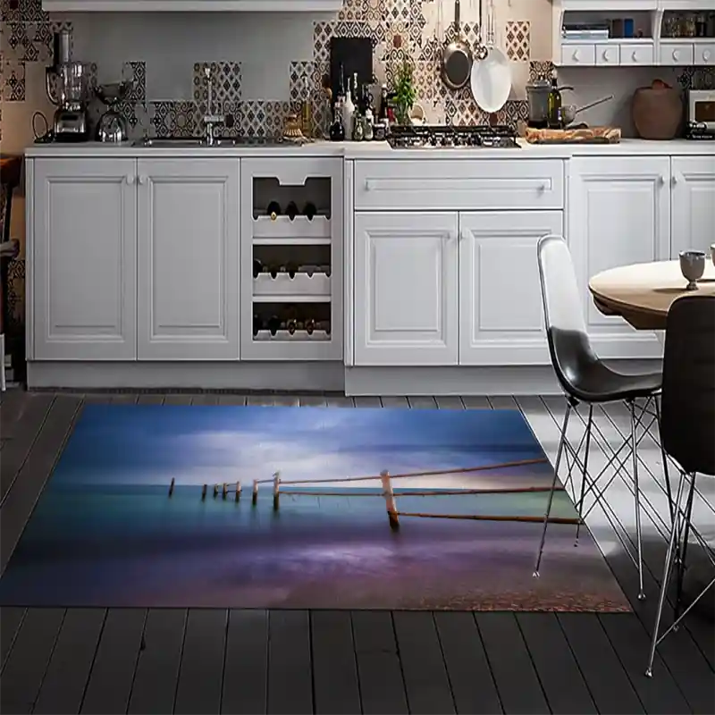 Tappeto Passatoia Salotto Cucina Bagno Lavabile Mare Staccionata Gabbiano Nubi - SOMA0043