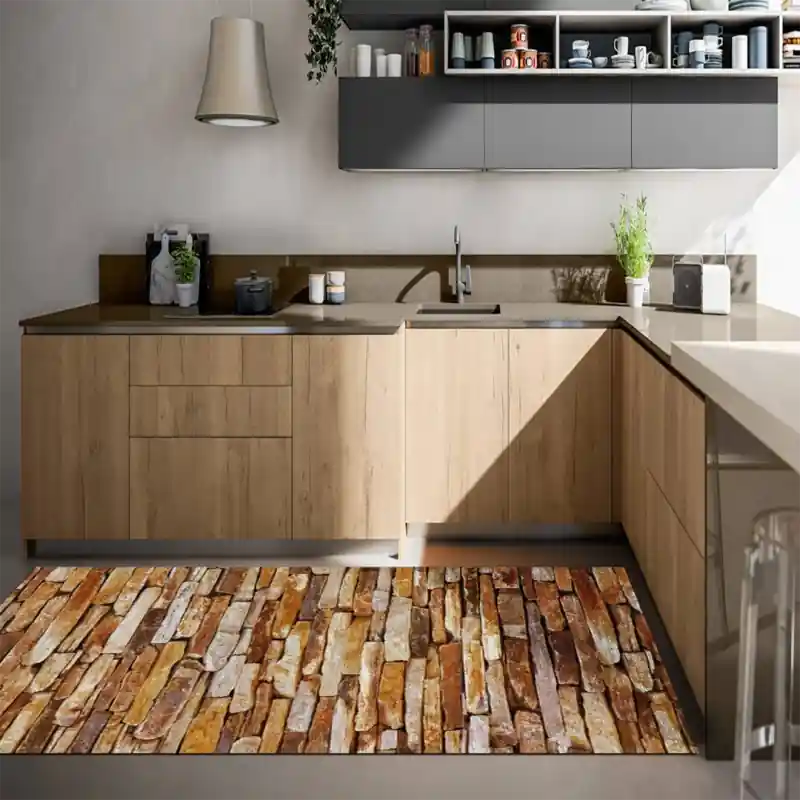 Tappeto Passatoia Salotto Cucina Bagno Lavabile Shabby Chic Arancio Mattoni - SHAB0008AR