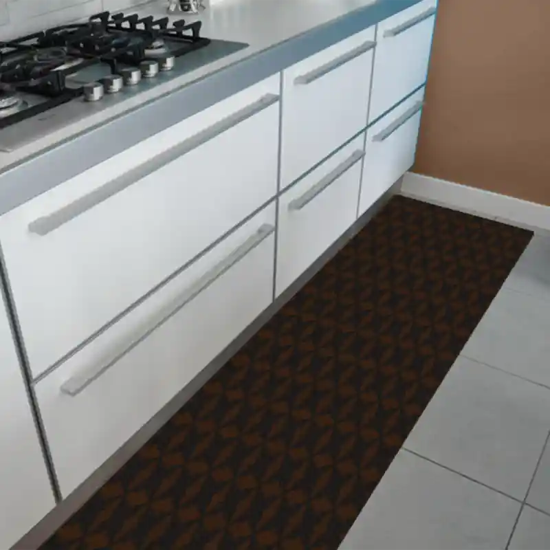 Tappeto Passatoia Salotto Cucina Bagno Lavabile Antiscivolo Moderno Gemetrico Croce Marrone- MOD5139