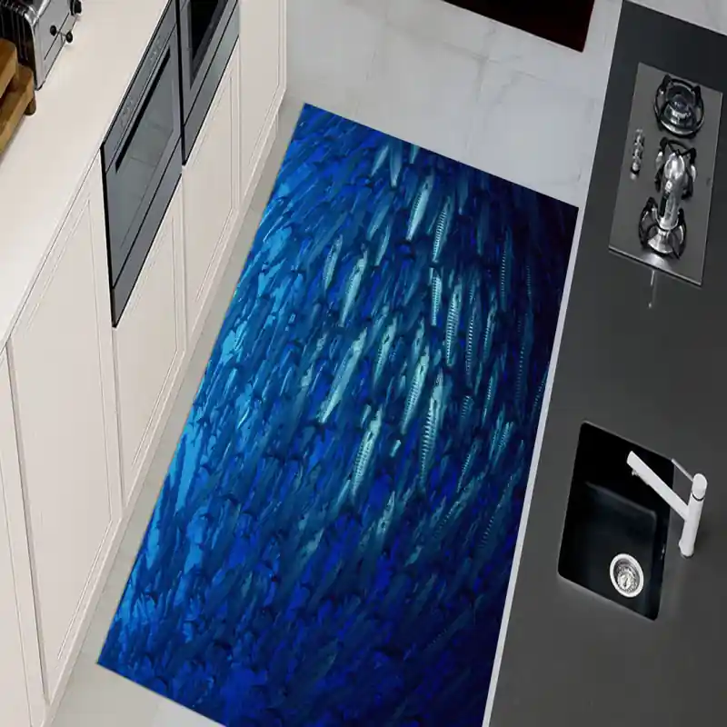 Tappeto Passatoia Salotto Cucina Bagno Lavabile Pesci Banco Mare - PESC0063