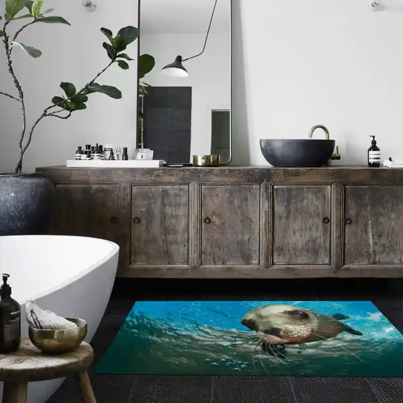 Tappeto Passatoia Salotto Cucina Bagno Lavabile Pesci Foca Muso Curiosità Mare - PESC0059