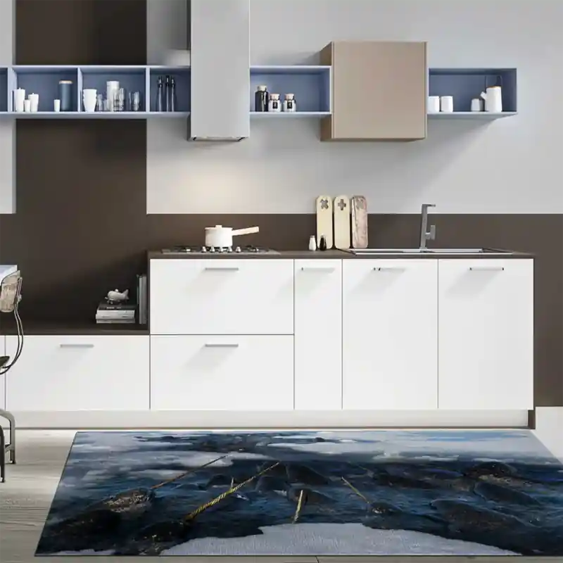 Tappeto Passatoia Salotto Cucina Bagno Lavabile Pesci Narvalo Branco Ghiaccio - PESC0058