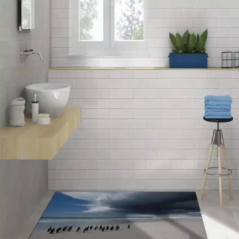 Tappeto Passatoia Salotto Cucina Bagno Lavabile Pesci Branco Pinguini Camminata - PESC0057