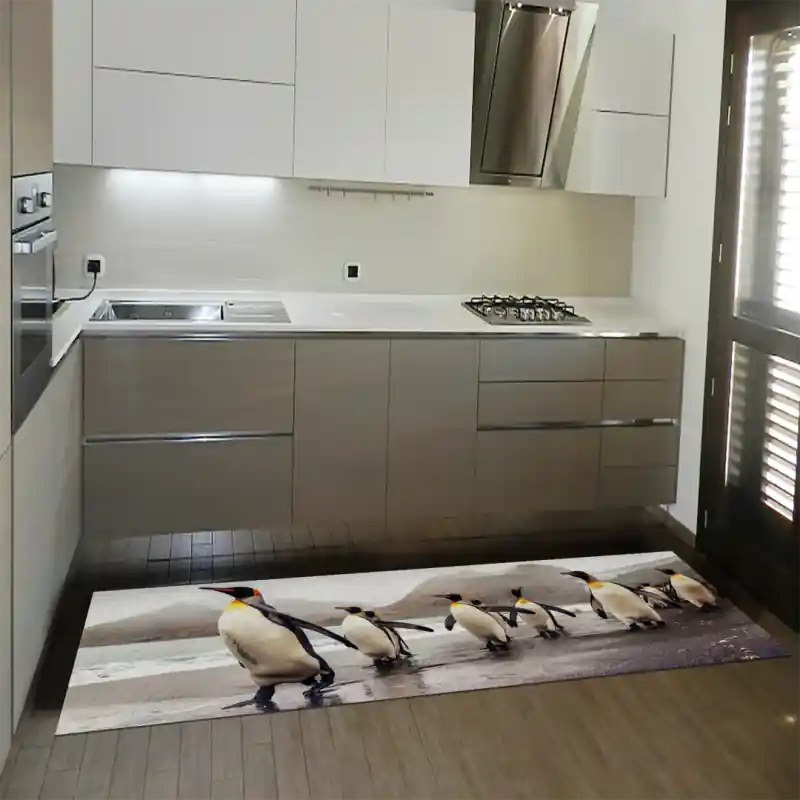 Tappeto Passatoia Salotto Cucina Bagno Lavabile Pesci Branco Pinguini - PESC0056