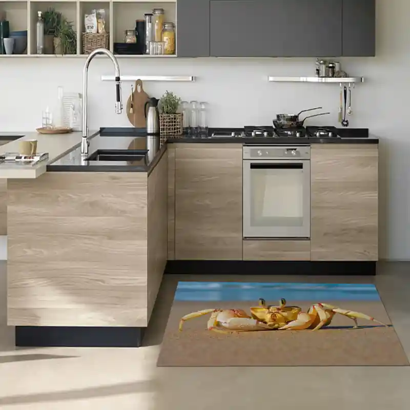Tappeto Passatoia Salotto Cucina Bagno Lavabile Pesci Granchio Chele Occhi Spiaggia Mare - PESC0054