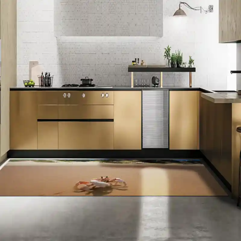 Tappeto Passatoia Salotto Cucina Bagno Lavabile Pesci Granchio Chele Spiaggia Mare - PESC0053
