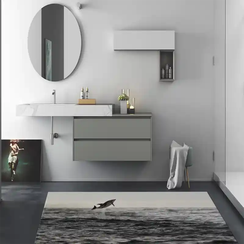 Tappeto Passatoia Salotto Cucina Bagno Lavabile Pesci Salto Delfino - PESC0052