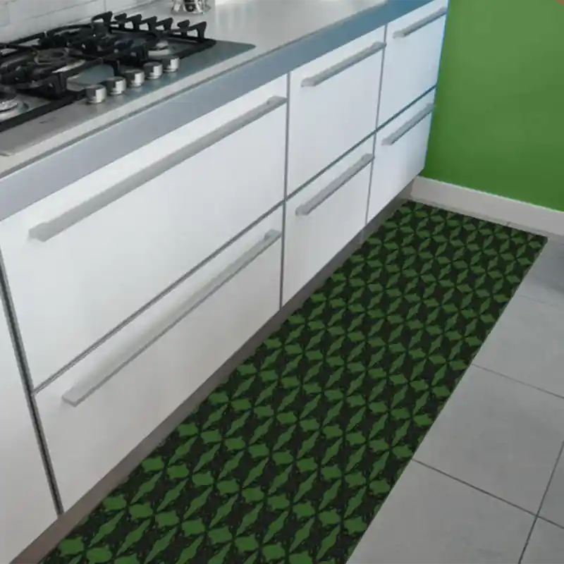 Tappeto Passatoia Salotto Cucina Bagno Lavabile Antiscivolo Moderno Gemetrico Croce Verde- MOD5136