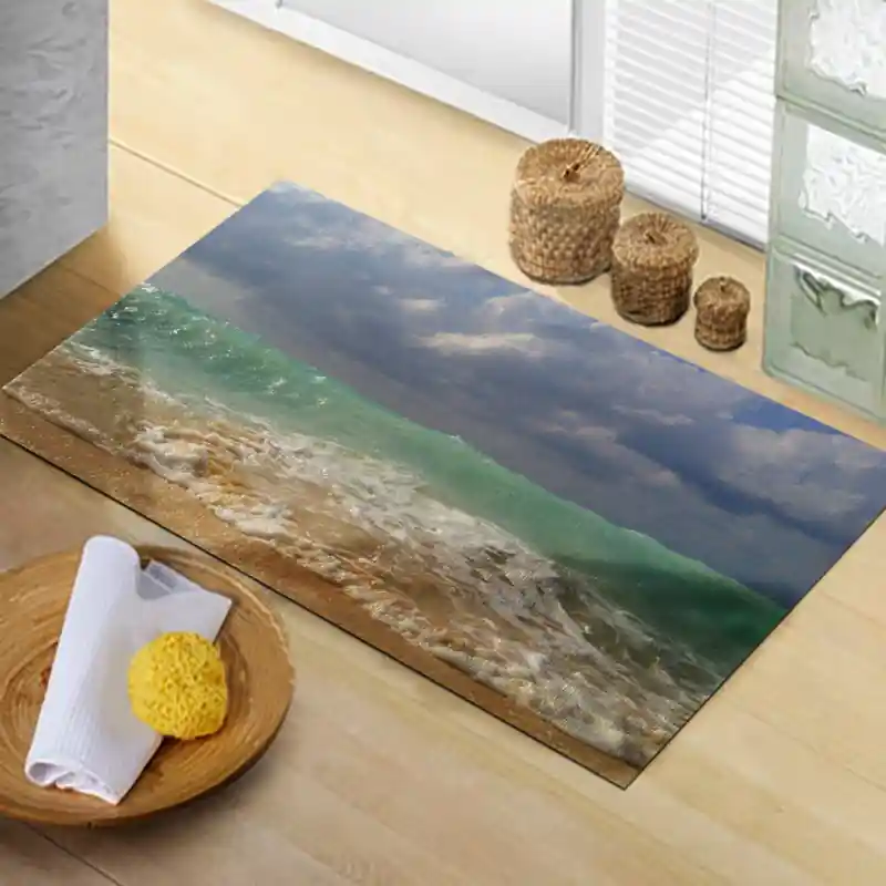 Tappeto Passatoia Salotto Cucina Bagno Lavabile Mare Sole Spiaggia Onde Acqua Verde - SOMA0026