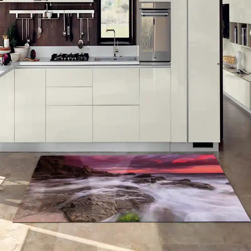 Tappeto Passatoia Salotto Cucina Bagno Lavabile Mare Insenatura Rocce Corrente Tramonto - SOMA0025