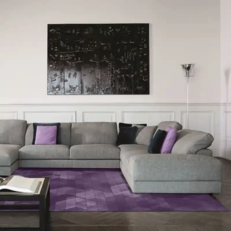 Tappeto Passatoia Salotto Cucina Bagno Lavabile Antiscivolo Moderno Geometrico Rombi Viola -MOD5153