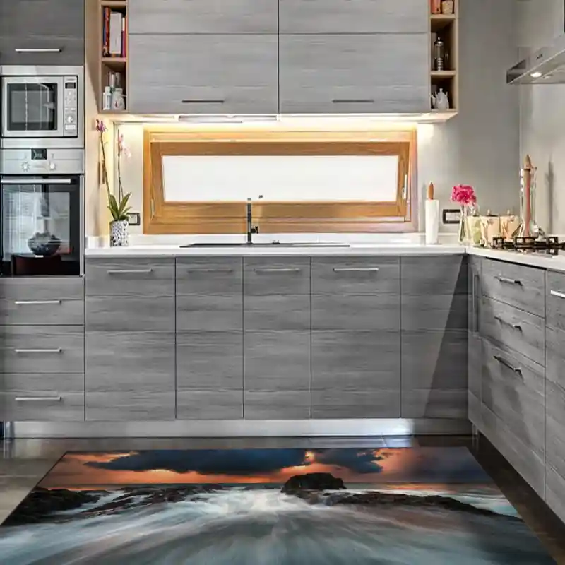 Tappeto Passatoia Salotto Cucina Bagno Lavabile Sole Mare Corrente Scogli Tramonto - SOMA0022