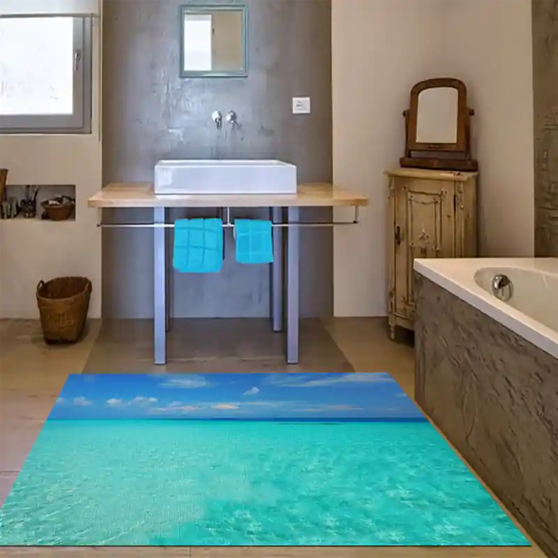 Tappeto Passatoia Salotto Cucina Bagno Lavabile Sole Mare Acqua Azzurra Chiara Paradiso - SOMA0012