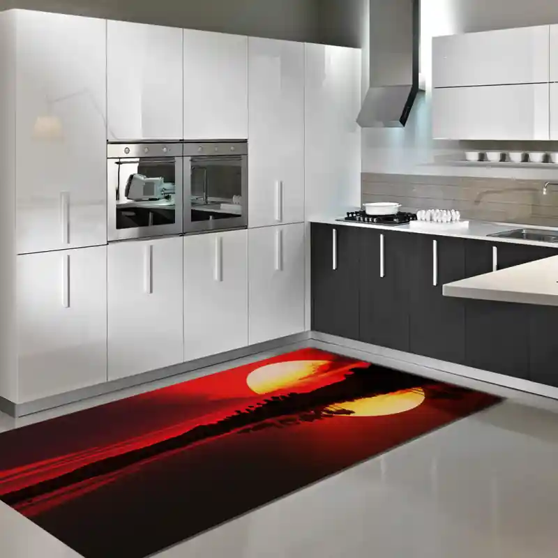 Tappeto Passatoia Salotto Cucina Bagno Lavabile Mare Tramonto Palme Tropicali - SOMA0001