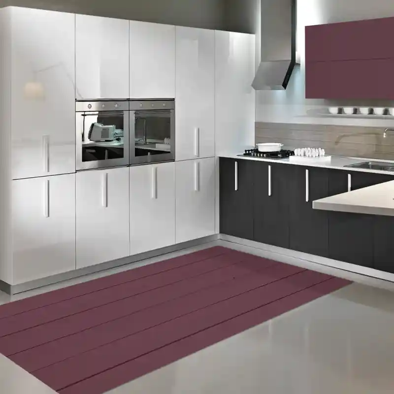 Tappeto Passatoia Salotto Cucina Bagno Lavabile Shabby Chic Bordeaux Stile Parquet - SHAB0005BO