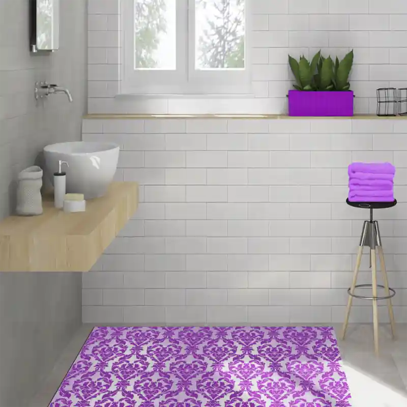 Tappeto Passatoia Salotto Cucina Bagno Lavabile Shabby Chic Viola Stile Floreale - SHAB0010VIO