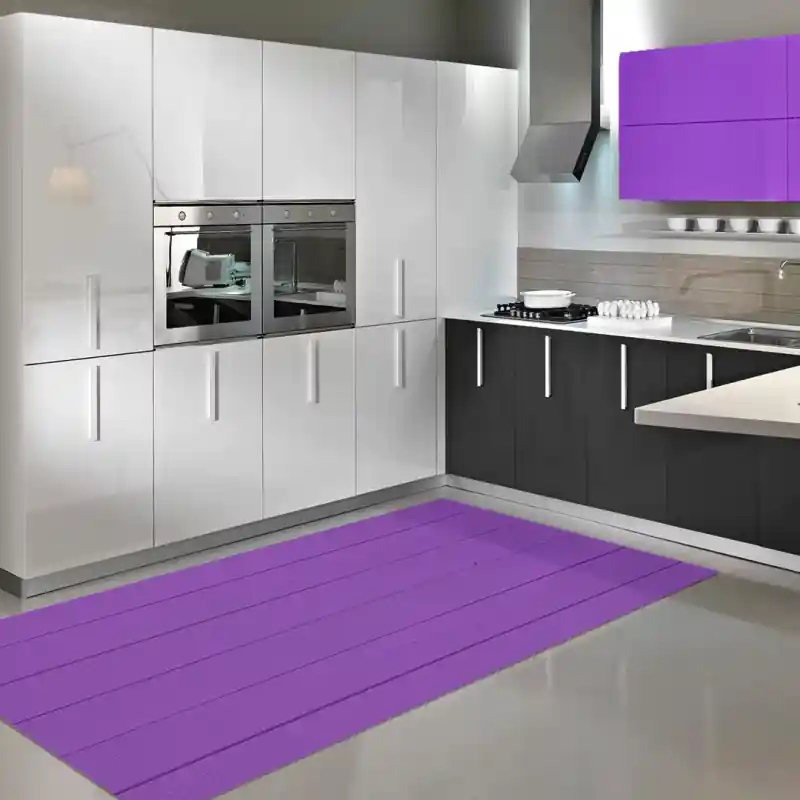 Tappeto Passatoia Salotto Cucina Bagno Lavabile Shabby Chic Viola Stile Parquet - SHAB0005VIO