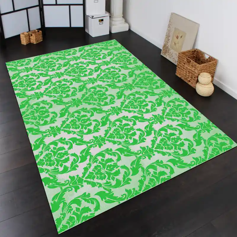 Tappeto Passatoia Salotto Cucina Bagno Lavabile Shabby Chic Verde Stile Floreale - SHAB0010VER