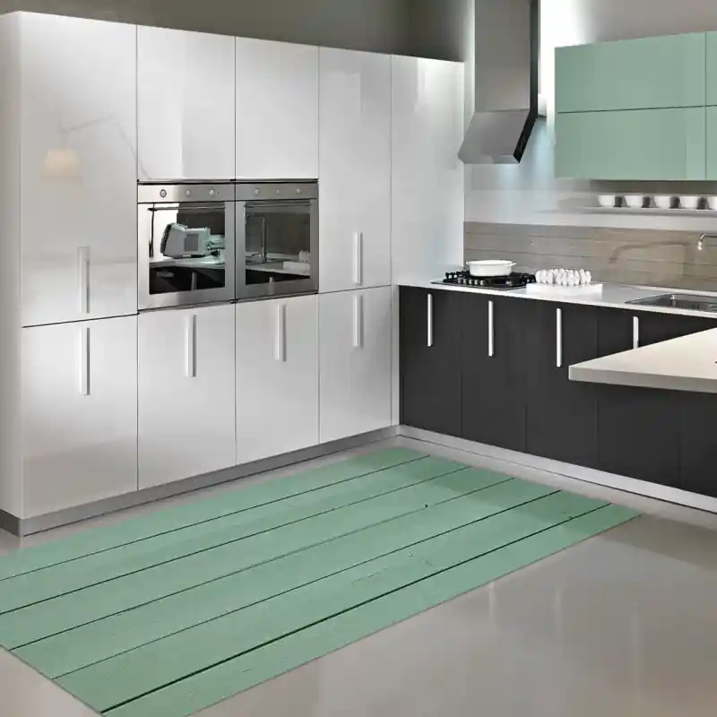 Tappeto Passatoia Salotto Cucina Bagno Lavabile Shabby Chic Verde Stile Parquet - SHAB0005VER