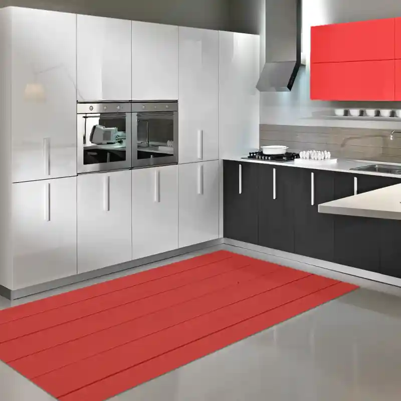 Tappeto Passatoia Salotto Cucina Bagno Lavabile Shabby Chic Rosso Stile Parquet - SHAB0005ROS