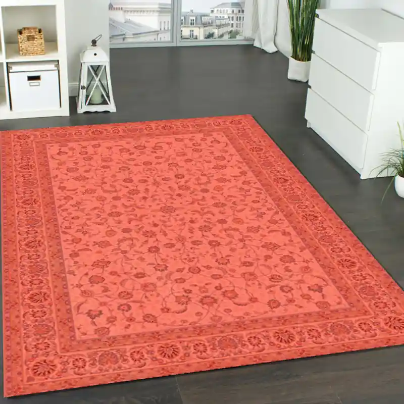 Tappeto Passatoia Salotto Cucina Bagno Lavabile Shabby Chic Rosso Stile Classico - SHAB0002ROS