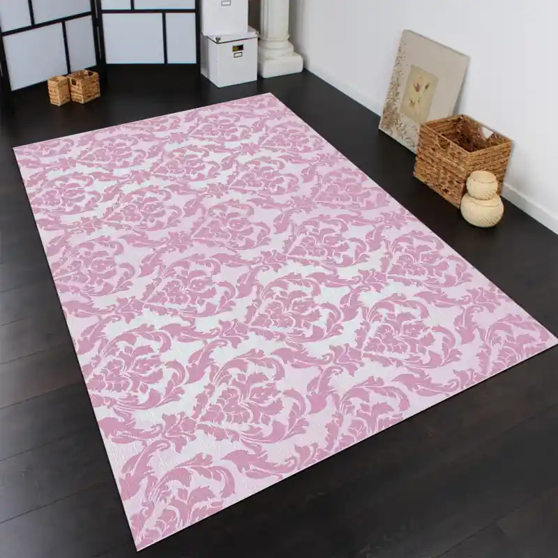 Tappeto Passatoia Salotto Cucina Bagno Lavabile Shabby Chic Rosa Stile Floreale - SHAB0010ROSA
