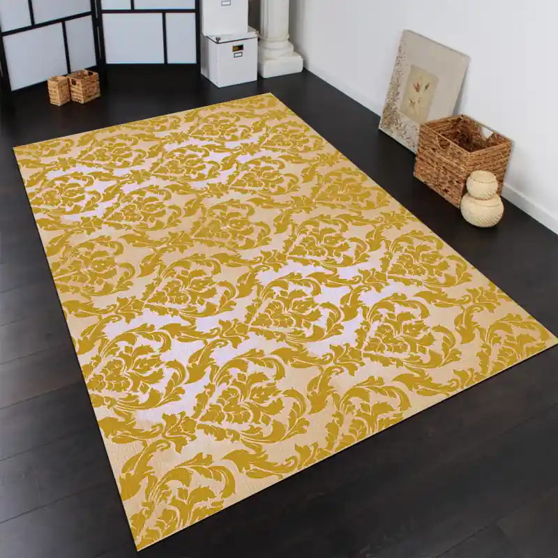 Tappeto Passatoia Salotto Cucina Bagno Lavabile Shabby Chic Oro Stile Floreale - SHAB0010OR