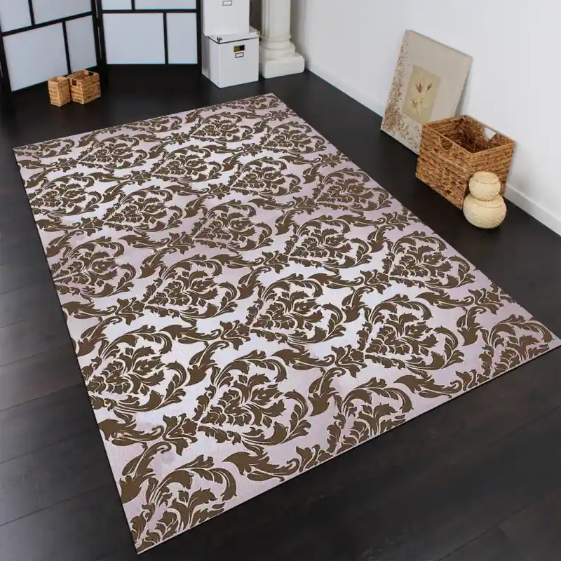 Tappeto Passatoia Salotto Cucina Bagno Lavabile Shabby Chic Marrone Stile Floreale - SHAB0010MA