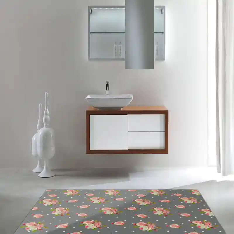 Tappeto Passatoia Salotto Cucina Bagno Lavabile Shabby Chic Giallo Stile Floreale Pois - SHAB0004GI