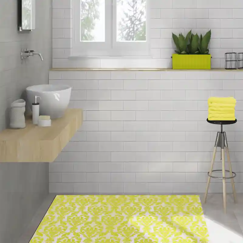 Tappeto Passatoia Salotto Cucina Bagno Lavabile Shabby Chic Giallo Stile Floreale - SHAB0010GI