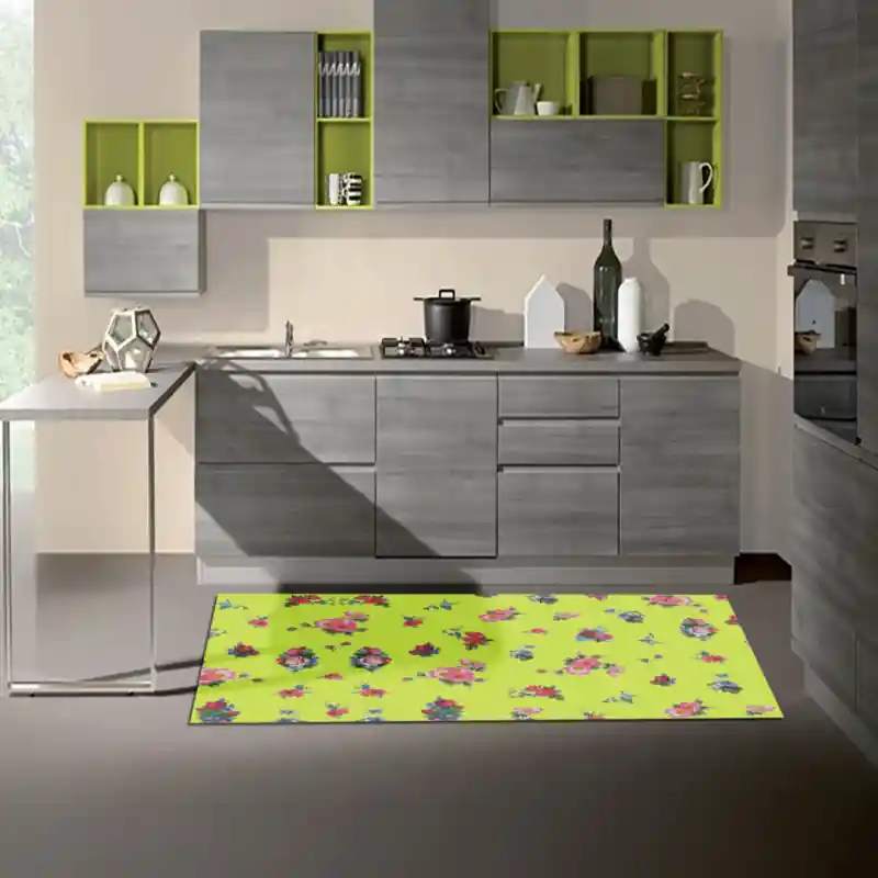 Tappeto Passatoia Salotto Cucina Bagno Lavabile Shabby Chic Giallo Stile Floreale - SHAB0006GI