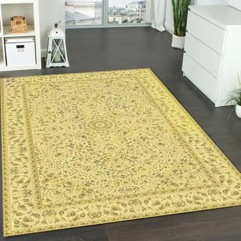 Tappeto Passatoia Salotto Cucina Bagno Lavabile Shabby Chic Giallo Stile Classico - SHAB0001GI