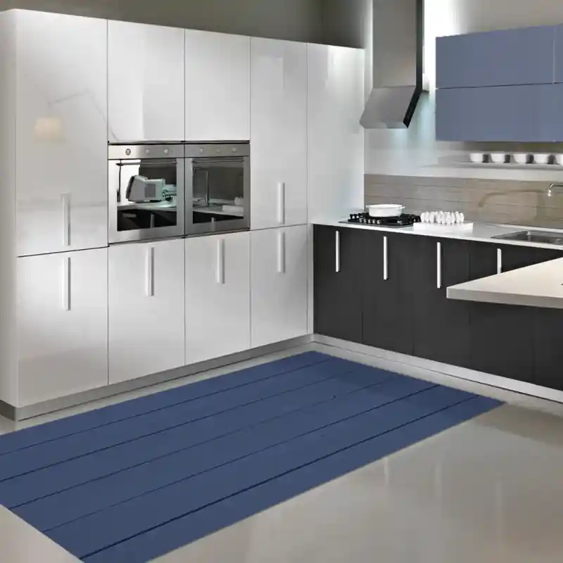 Tappeto Passatoia Salotto Cucina Bagno Lavabile Shabby Chic Blu Stile Parquet - SHAB0005BL