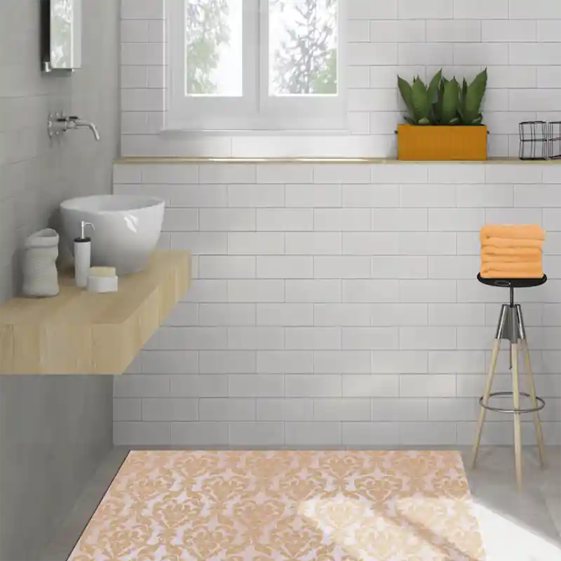 Tappeto Passatoia Salotto Cucina Bagno Lavabile Shabby Chic Arancio Stile Floreale- SHAB0010AR