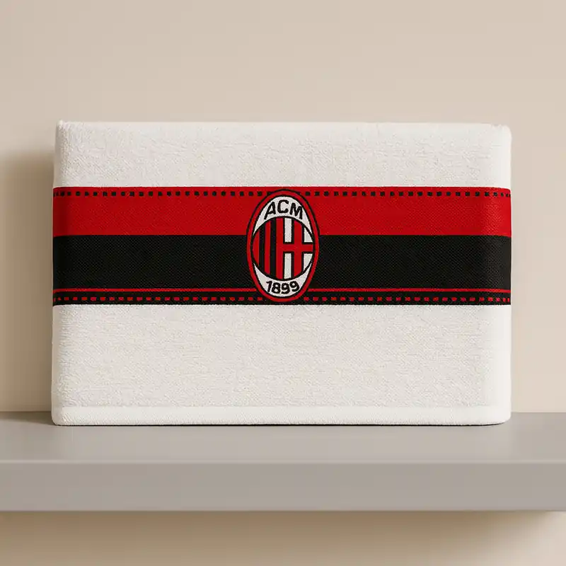 TELO MILAN 100x150 IN SPUGNA BIANCO CON LOGO MILAN