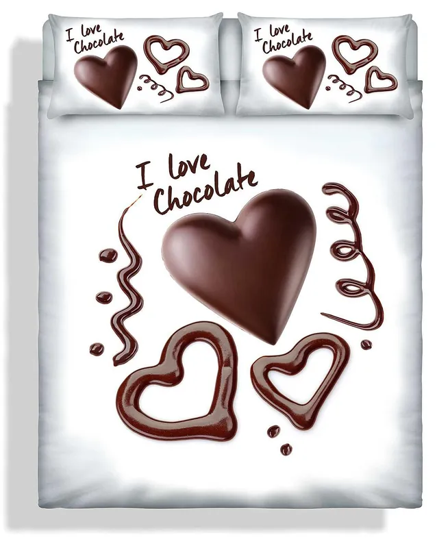 Set copripiumino matrimoniale Cuore di cioccolato stampa 3d