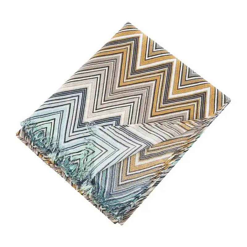 Plaid Missoni Home 140x180 cm TEO 170 chevron multicolore toni freddi pura lana