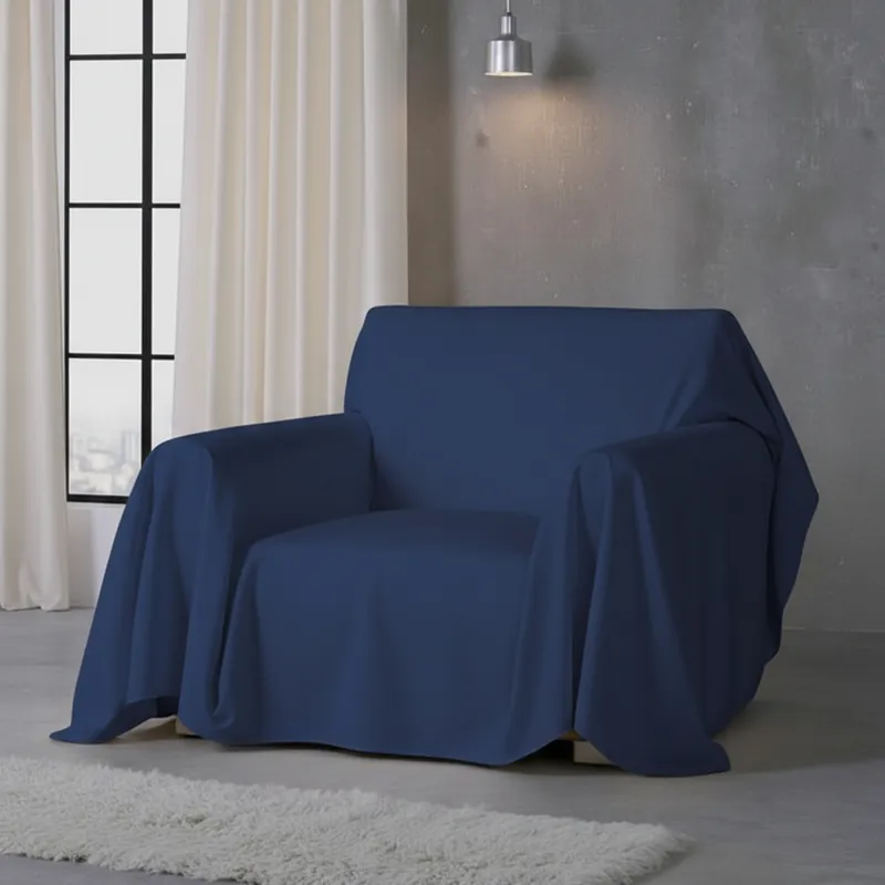 Copridivano Copritutto Telo Arredo Panama Cotone 170x300 cm - bluette