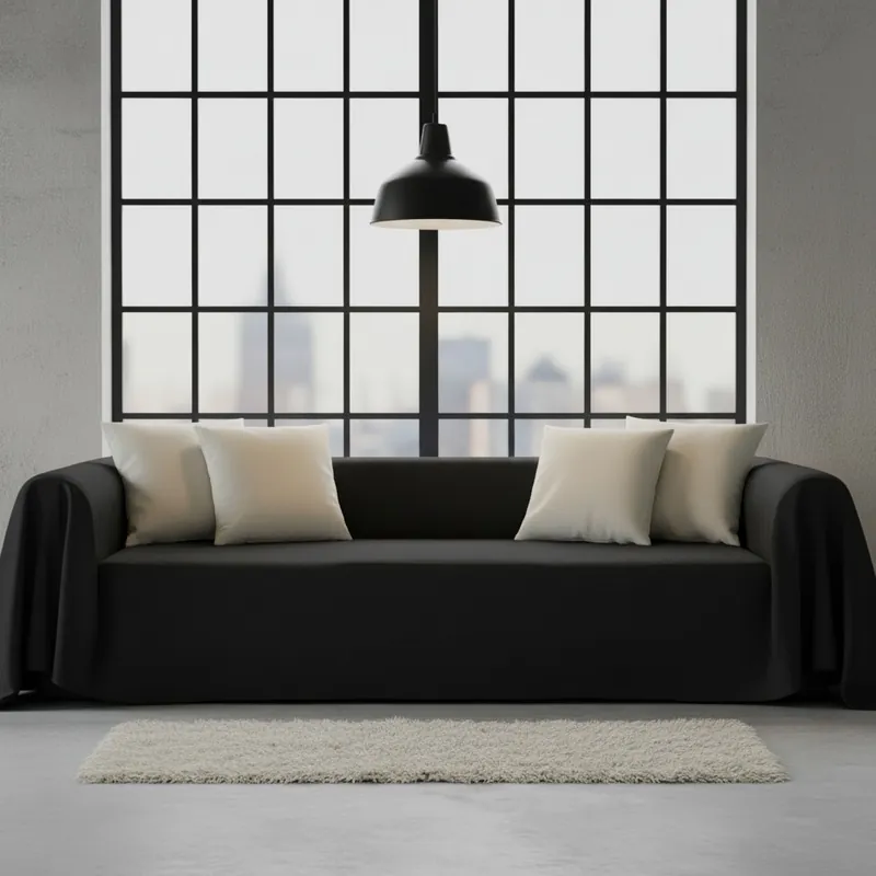 Copridivano copritutto telo Panama 350x300 cm - nero